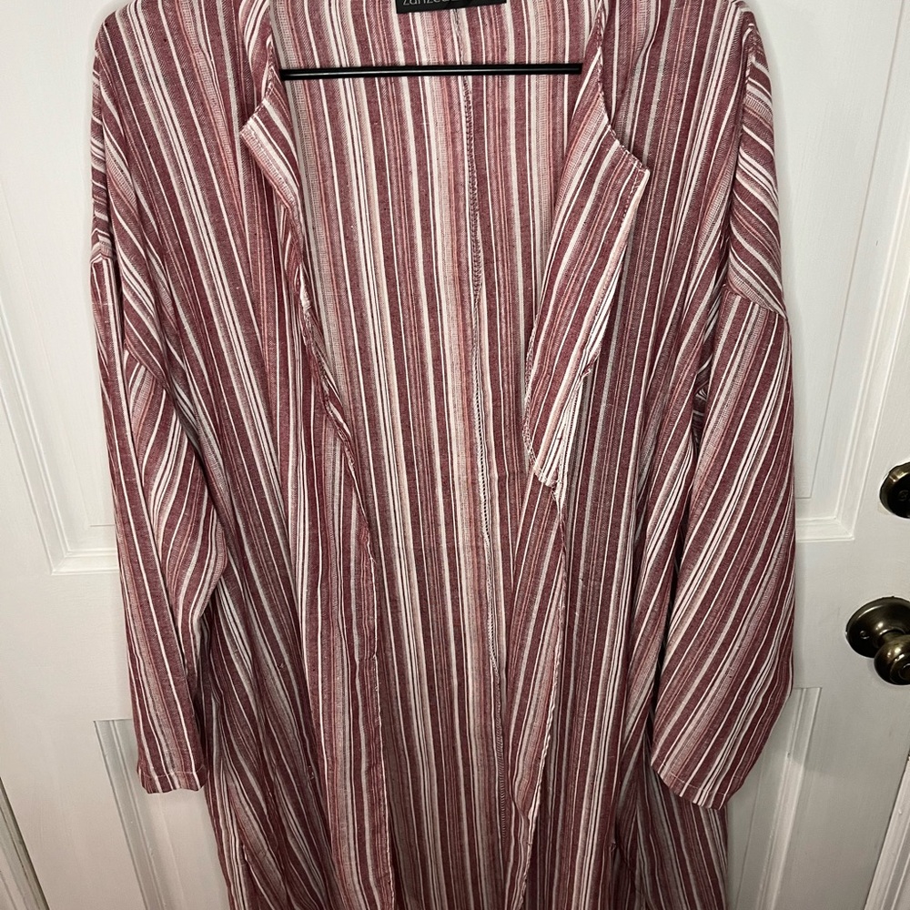 Women’s Long Striped Cardigan. Size 5XL